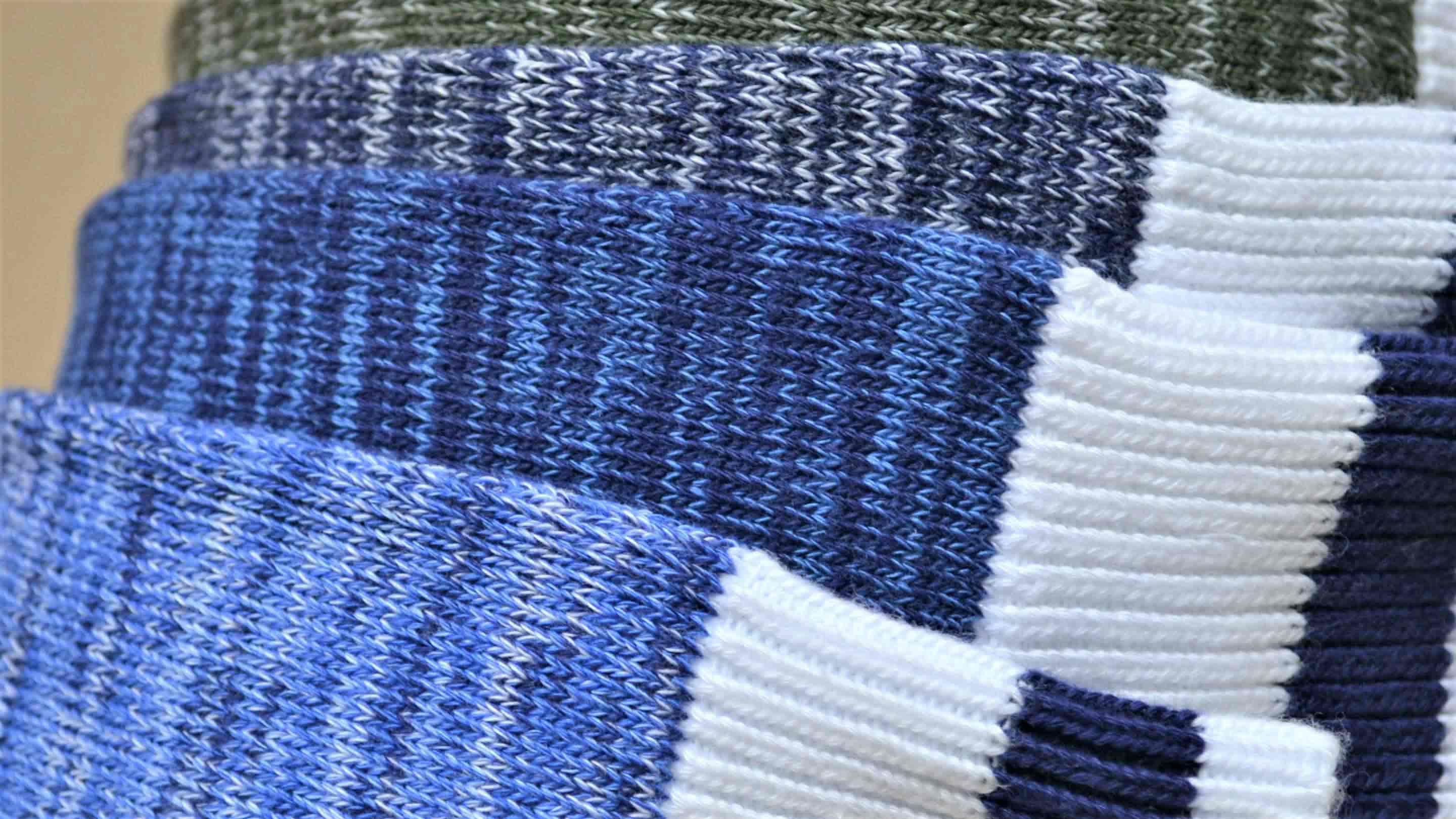 Chaussettes coton bio du 35 au 46 rayées petrole/bleu - Comptoir