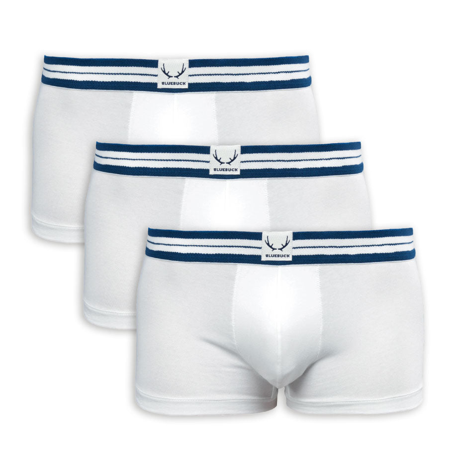 3 boxers homme classiques blancs en coton bio - BLUEBUCK