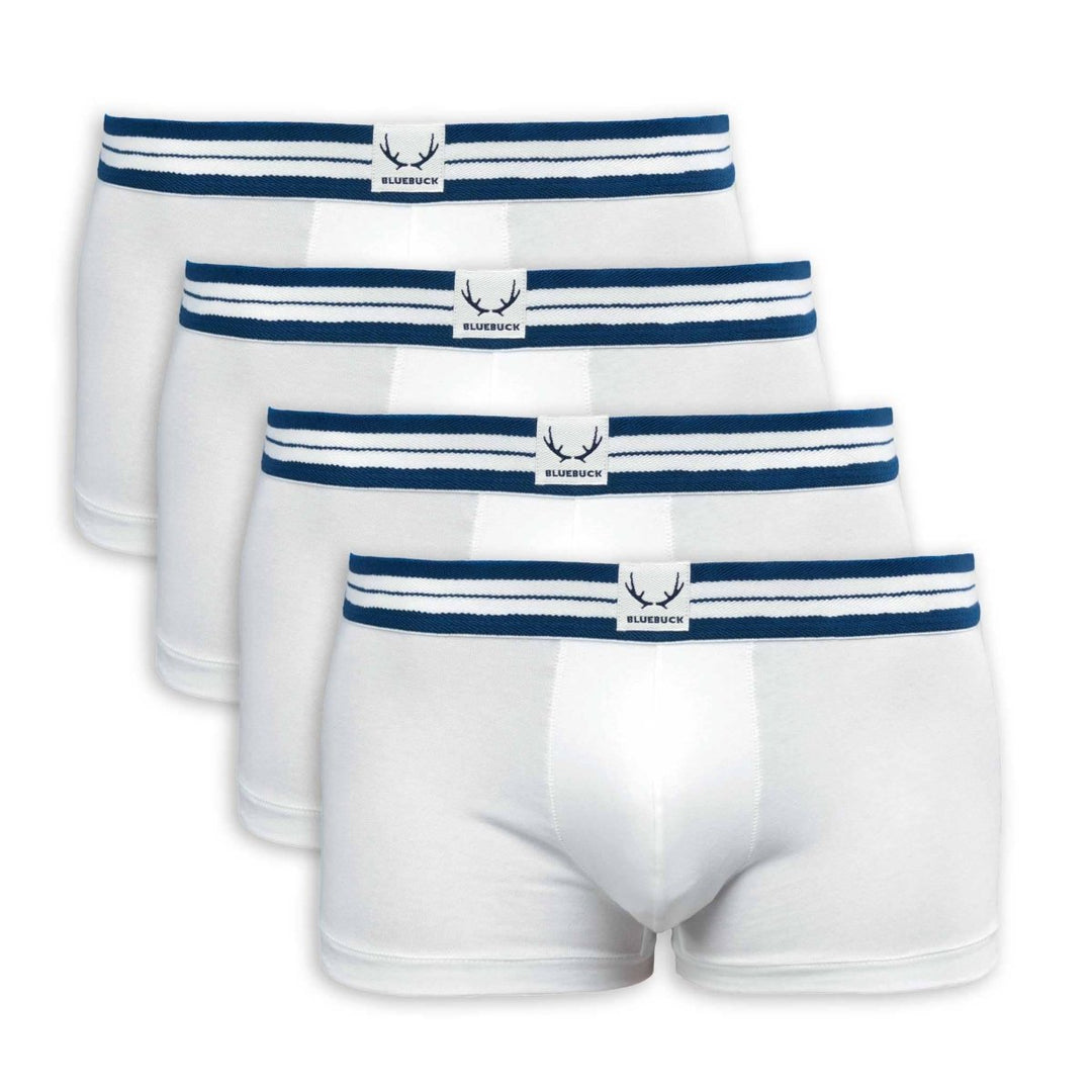 4 boxers homme classiques blancs en coton bio - BLUEBUCK