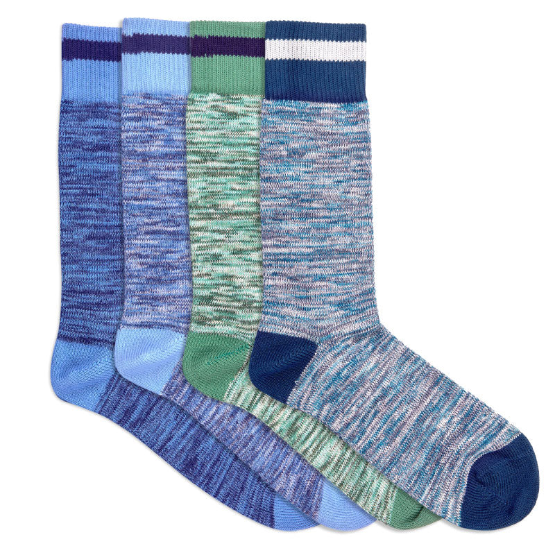 Pack of 4 pairs of organic cotton socks, blue & green