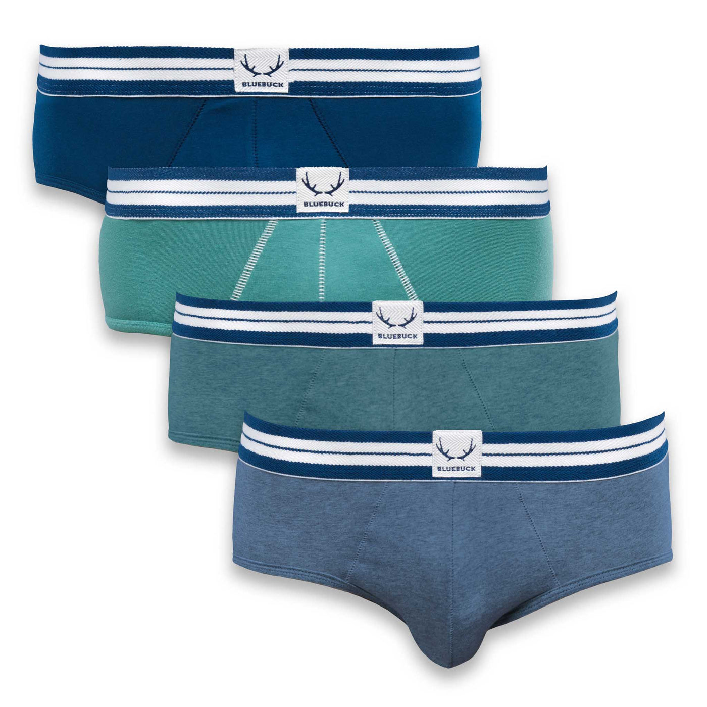 4 classic briefs in blue and green in organic cotton