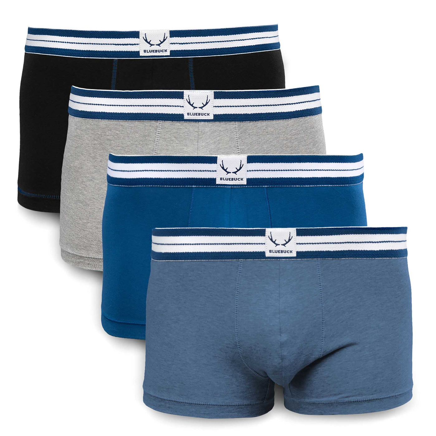 4 classic blue and grey organic cotton trunks