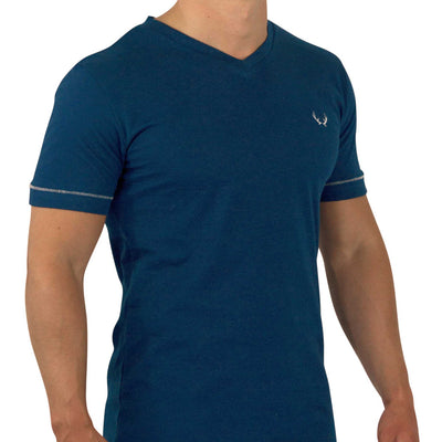 Navy blue v-neck organic cotton t-shirt for men