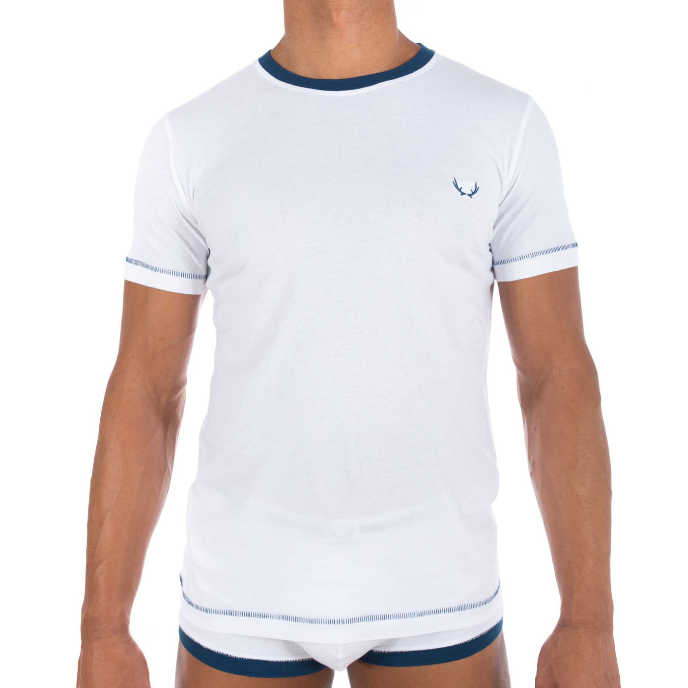 White organic cotton round neck t-shirt for men