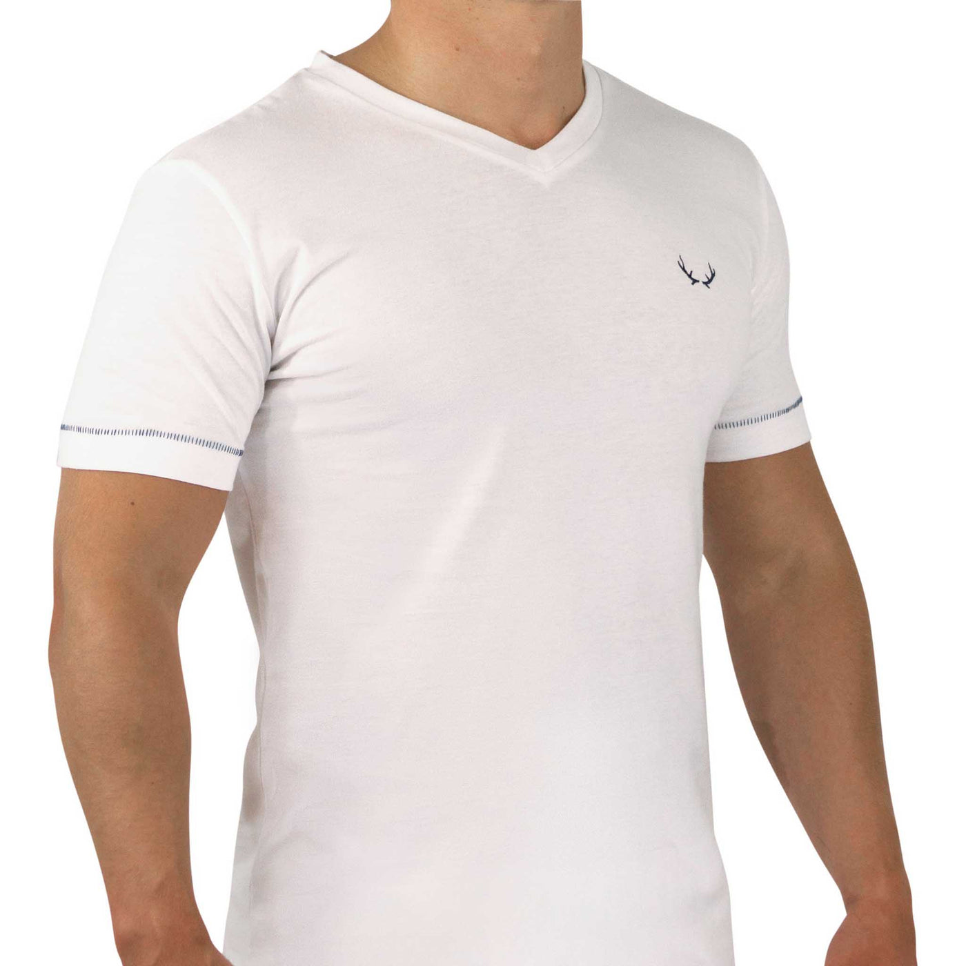 White v-neck organic cotton t-shirt for men