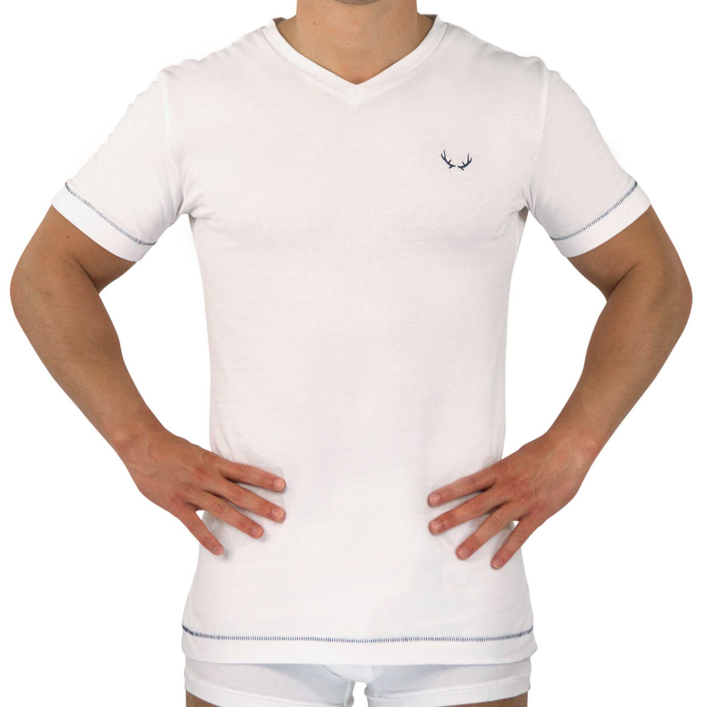 T-shirt homme col V blanc en coton bio