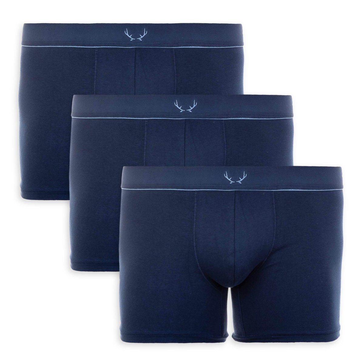 3 boxers longs homme Bleu foncé en coton recyclé - BLUEBUCK