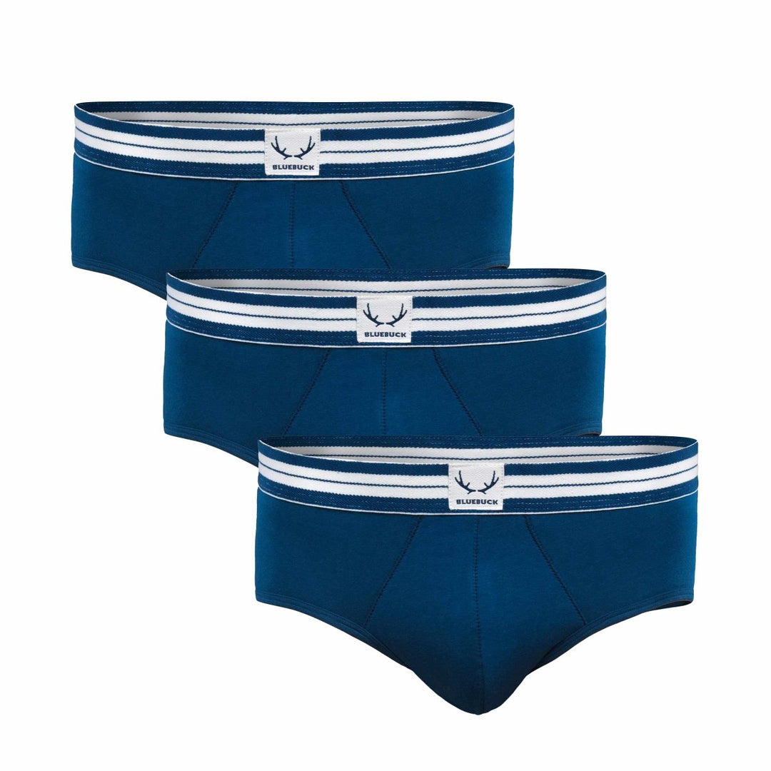 3 slips homme bleu marine en coton bio - BLUEBUCK