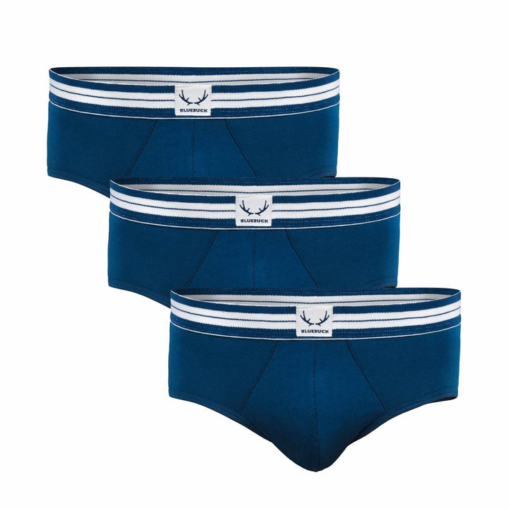 3 slips homme bleu marine en coton bio - BLUEBUCK