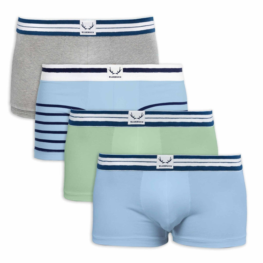 4 boxers homme bleu et vert clair en coton bio - BLUEBUCK