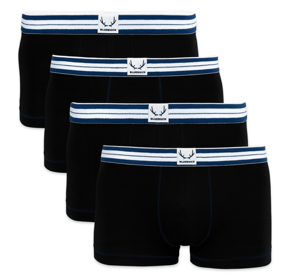 4 boxers homme classiques noir en coton bio - BLUEBUCK
