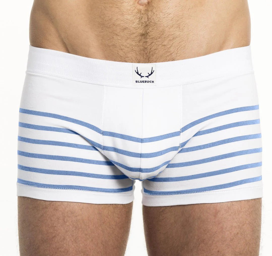 4 boxers homme marins blancs à rayures en coton bio - BLUEBUCK