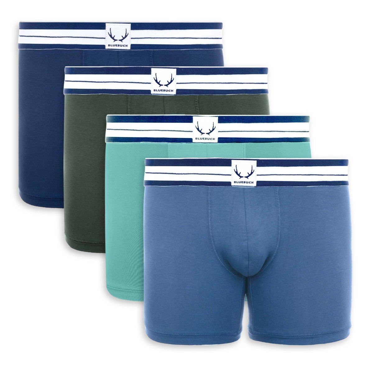 4 boxers longs homme vert & bleu en coton bio - BLUEBUCK