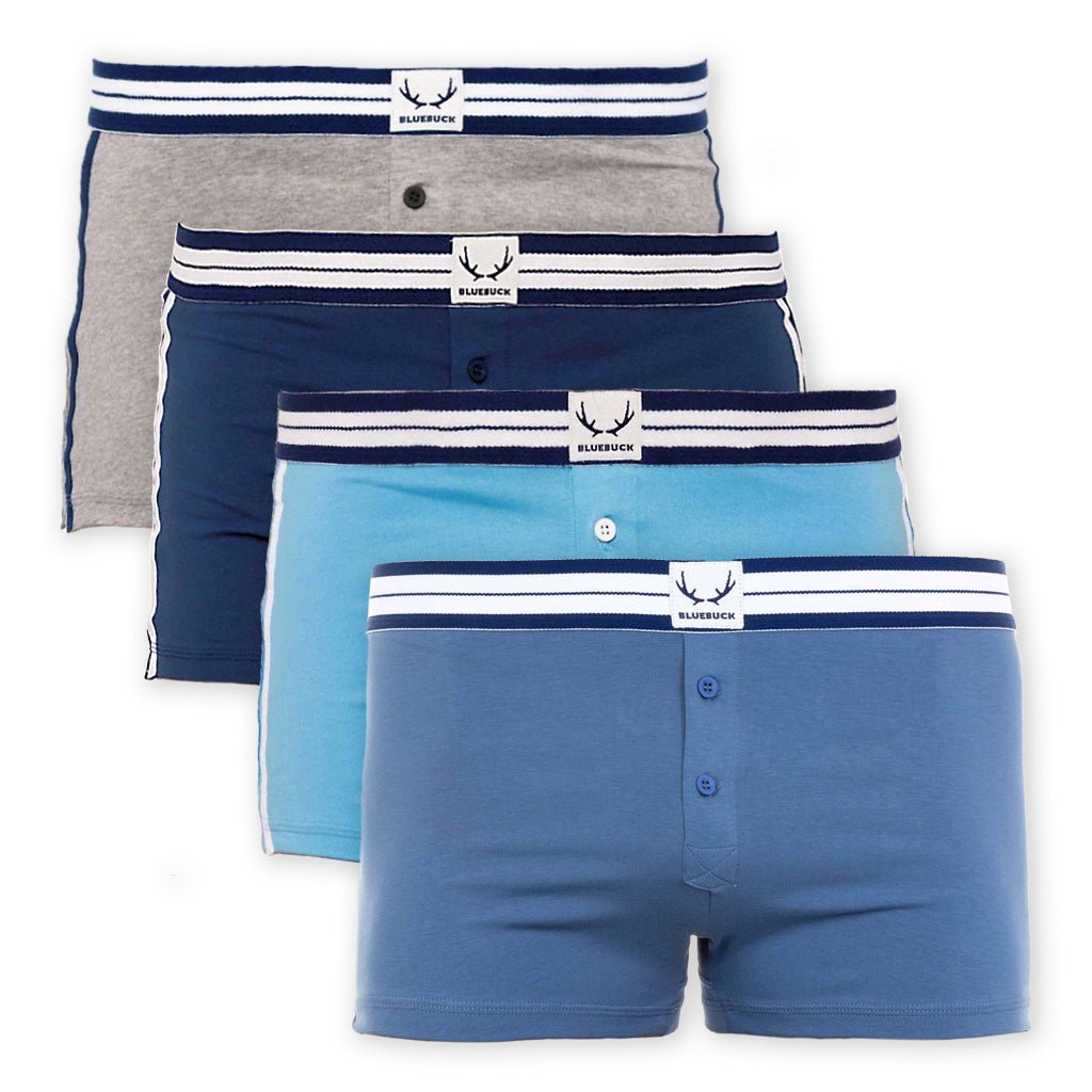 4 caleçons homme en coton bio, bleu , gris - BLUEBUCK