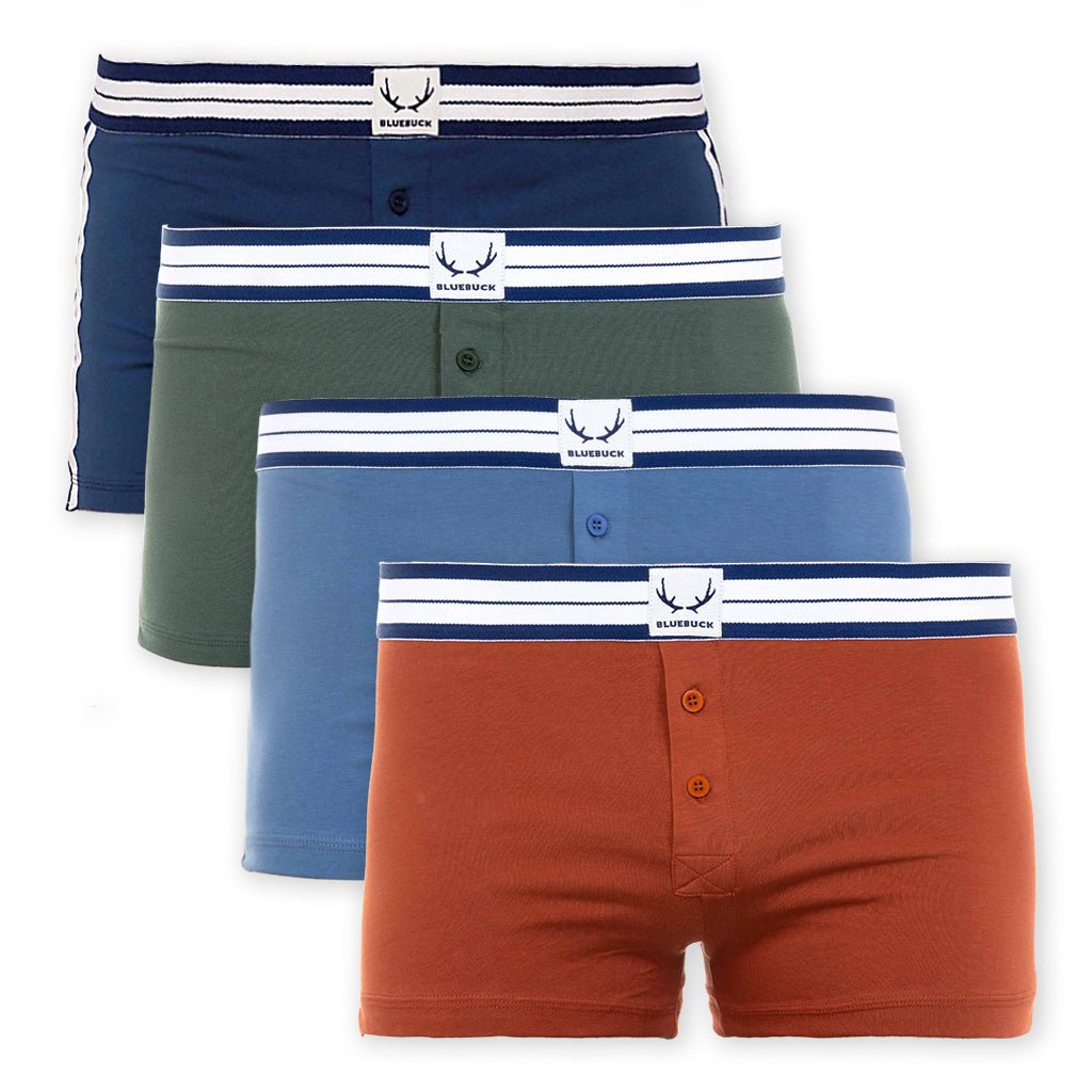 4 caleçons homme en coton bio, rouge, vert et bleu - BLUEBUCK