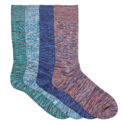 4 paires de chaussettes homme bleues, vertes et orange chiné en coton bio - BLUEBUCK