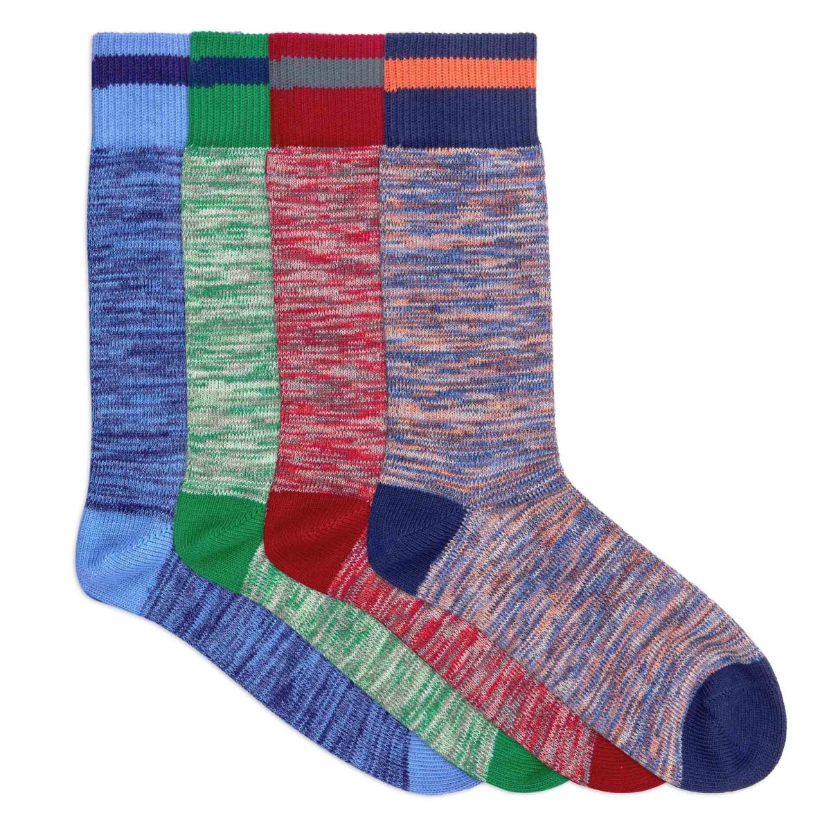 4 paires de chaussettes homme bleues, vertes et rouges en coton bio - BLUEBUCK