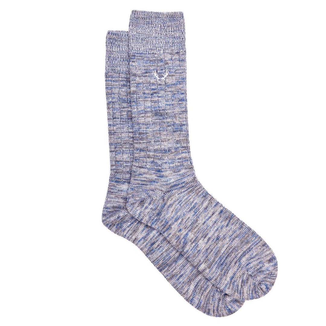 4 paires de chaussettes homme chinées en coton bio - bleu roi, bleu crépuscule, bleu vert et bleu clair - BLUEBUCK