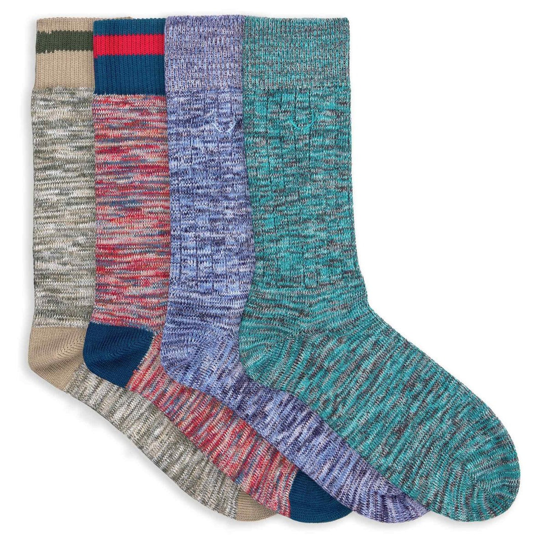 4 paires de chaussettes homme chinées et unies en coton bio - khaki, bleu, rouge et turquoise - BLUEBUCK