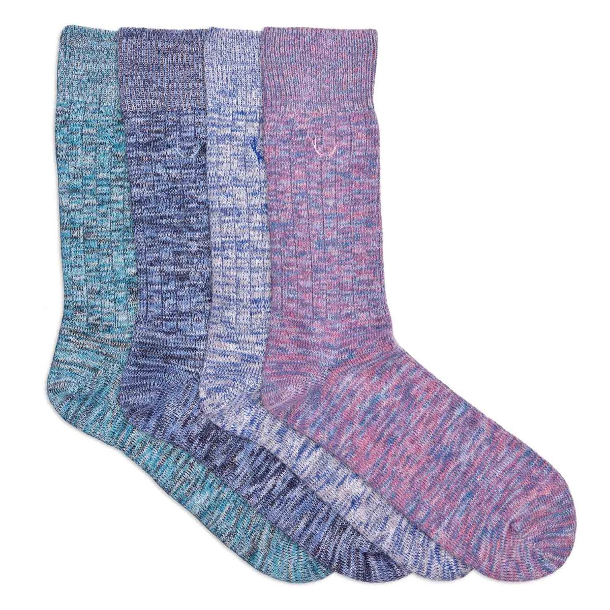 4 paires de chaussettes homme en coton bio bleues, roses, vertes - BLUEBUCK