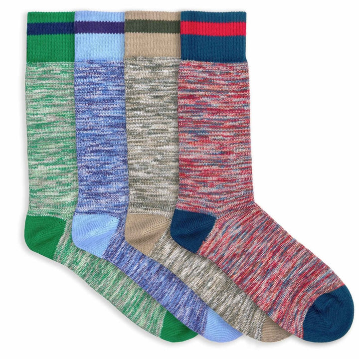 4 paires de chaussettes homme en coton bio - vert vif, bleu lac, khaki, bleu et rouge - BLUEBUCK