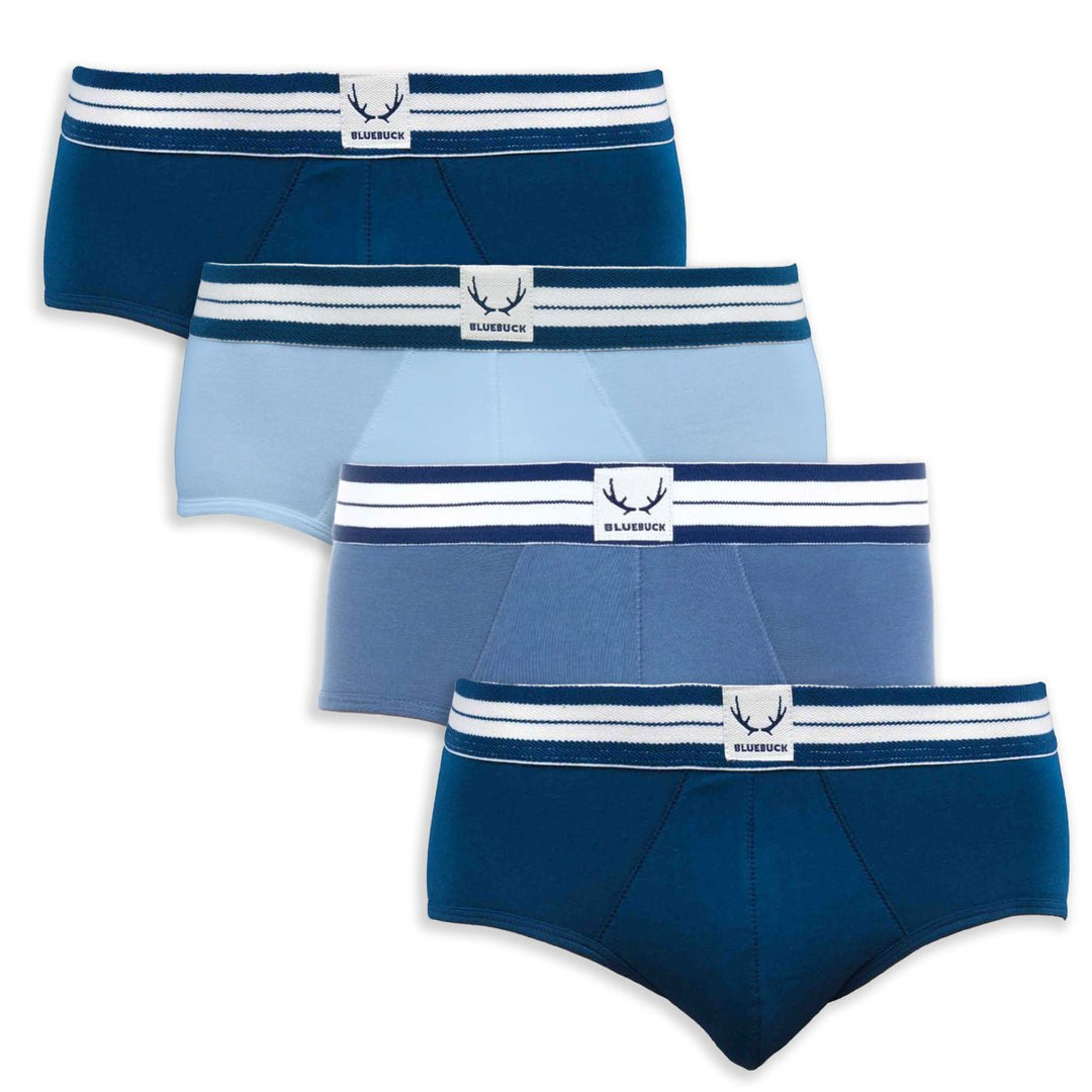 4 slips homme classiques bleu en coton bio - BLUEBUCK
