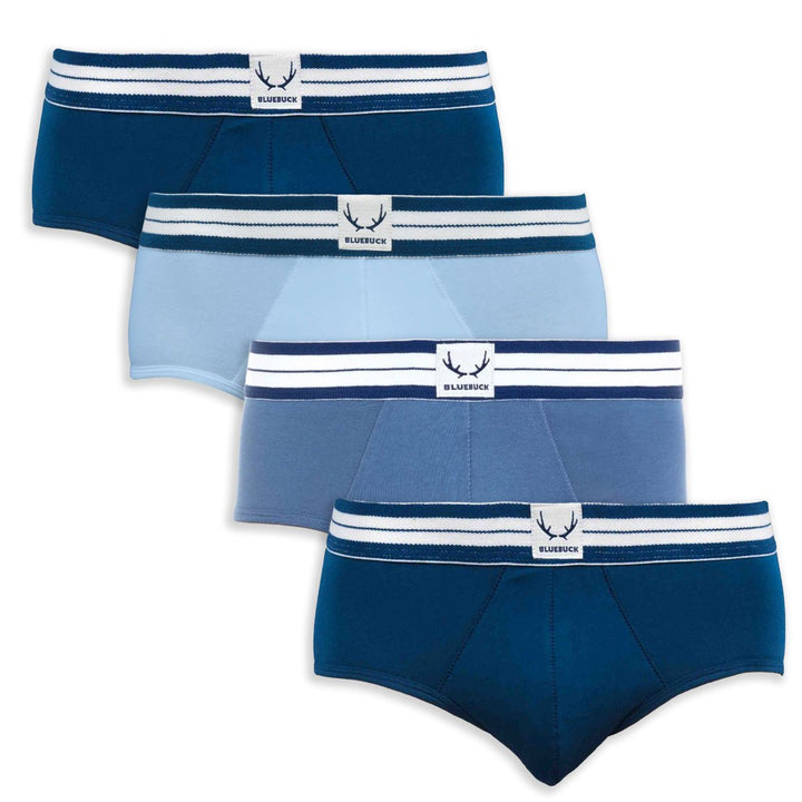 4 slips homme classiques bleu en coton bio - BLUEBUCK