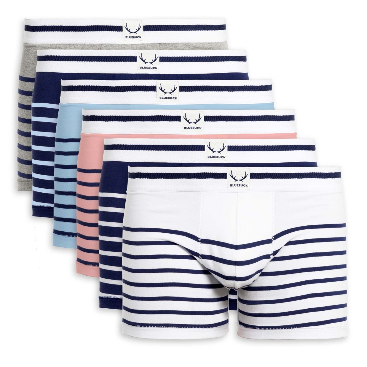 6 boxers longs homme marins en coton bio - BLUEBUCK