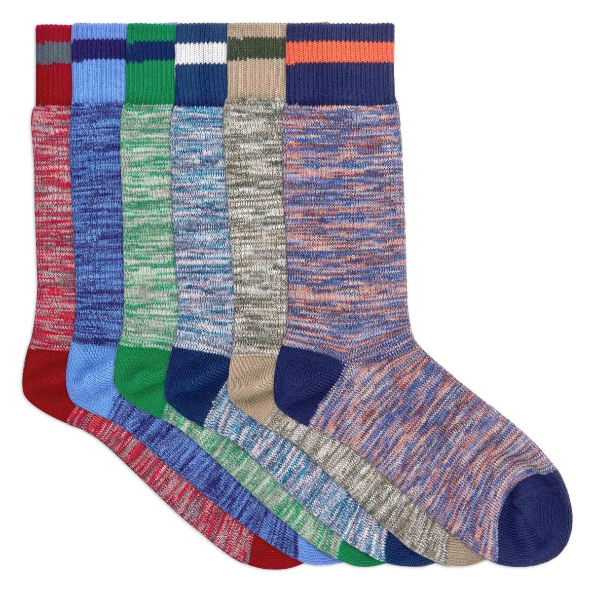 6 paires de chaussettes homme bleues, vertes, rouges et khaki - BLUEBUCK