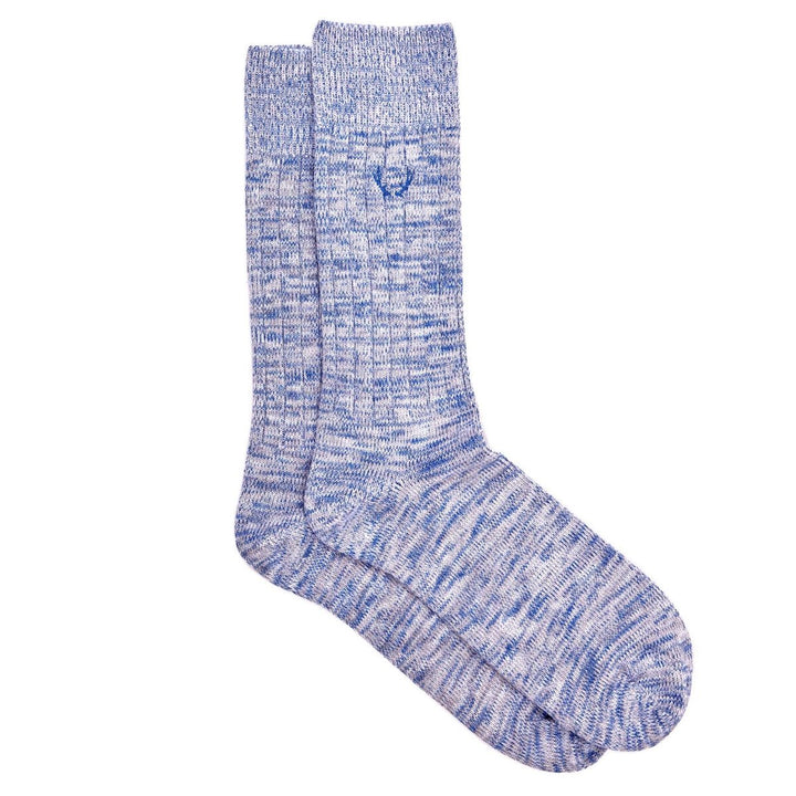 6 paires de chaussettes homme chinées en coton bio - bleu roi, bleu clair, rouge, turquoise et orange - BLUEBUCK