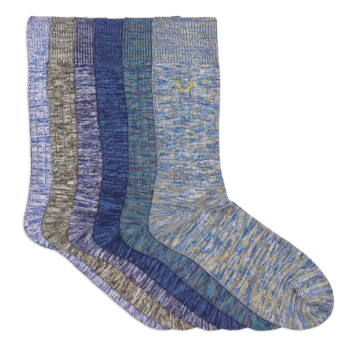 6 paires de chaussettes homme chinées en coton bio - pack multicolore bleu - BLUEBUCK