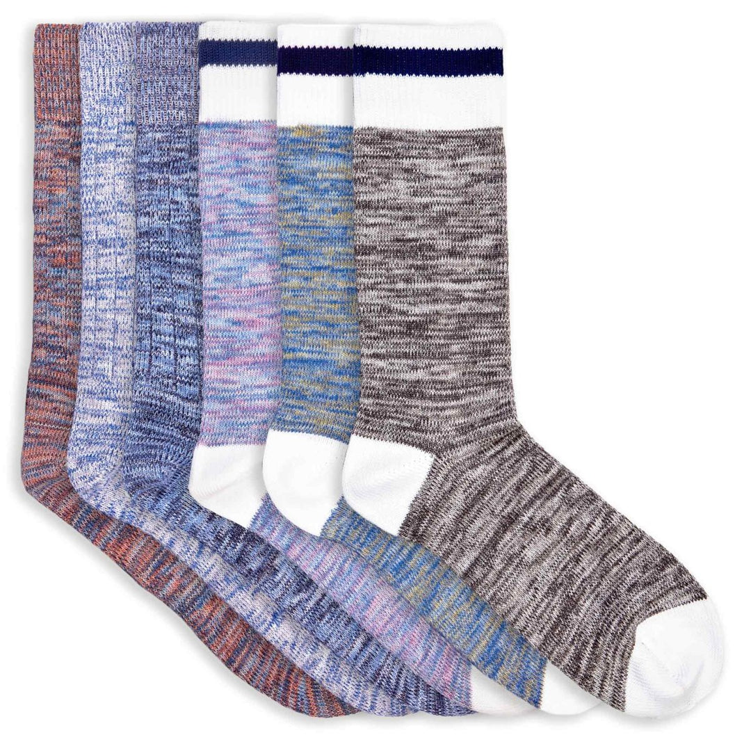6 paires de chaussettes homme chinées et unies en coton bio - bleu, orange, rose, jaune et gris - BLUEBUCK