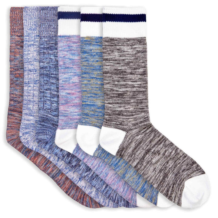 6 paires de chaussettes homme chinées et unies en coton bio - bleu, orange, rose, jaune et gris - BLUEBUCK