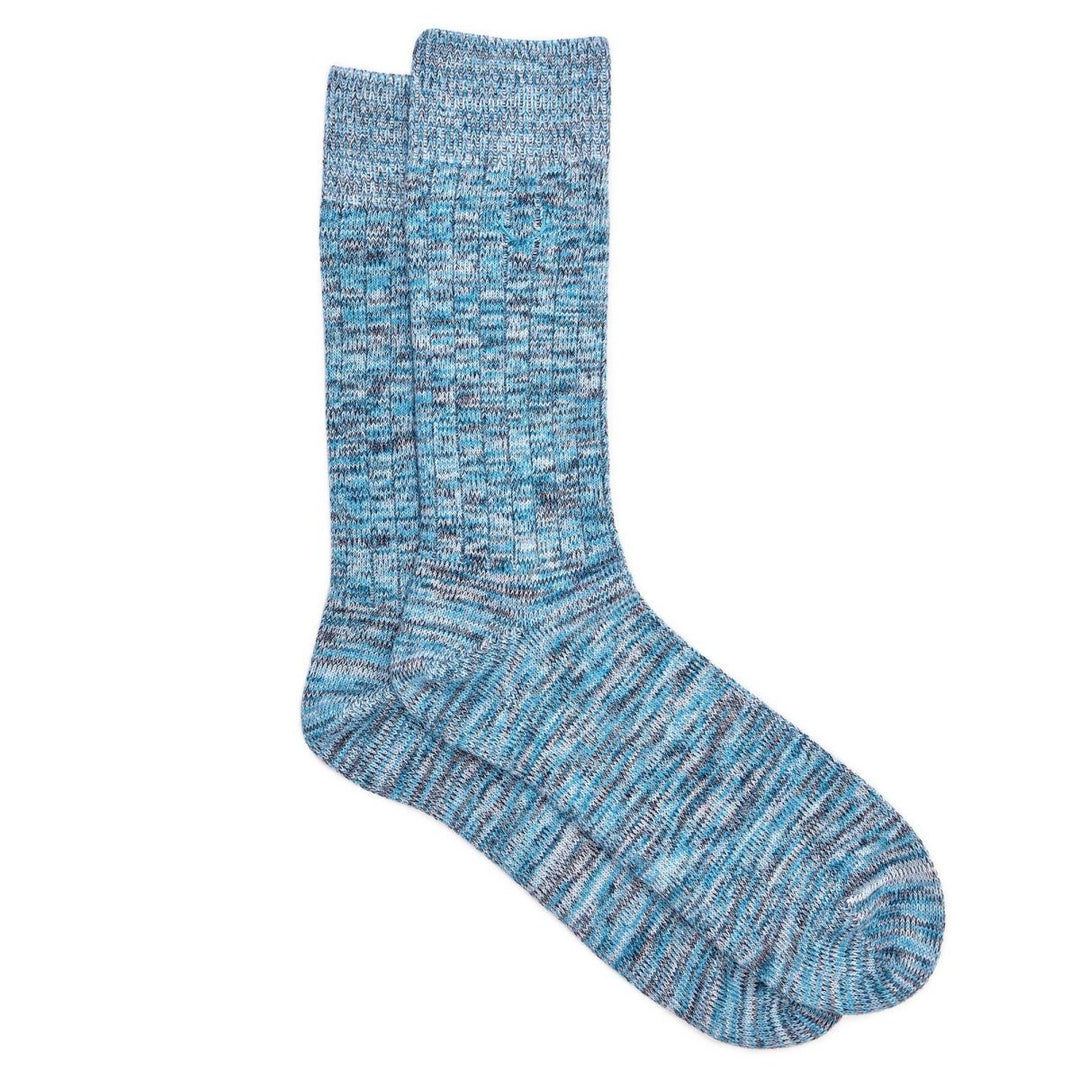 6 paires de chaussettes homme chinées et unies en coton bio - bleu, vert, khaki, turquoise et rouge - BLUEBUCK