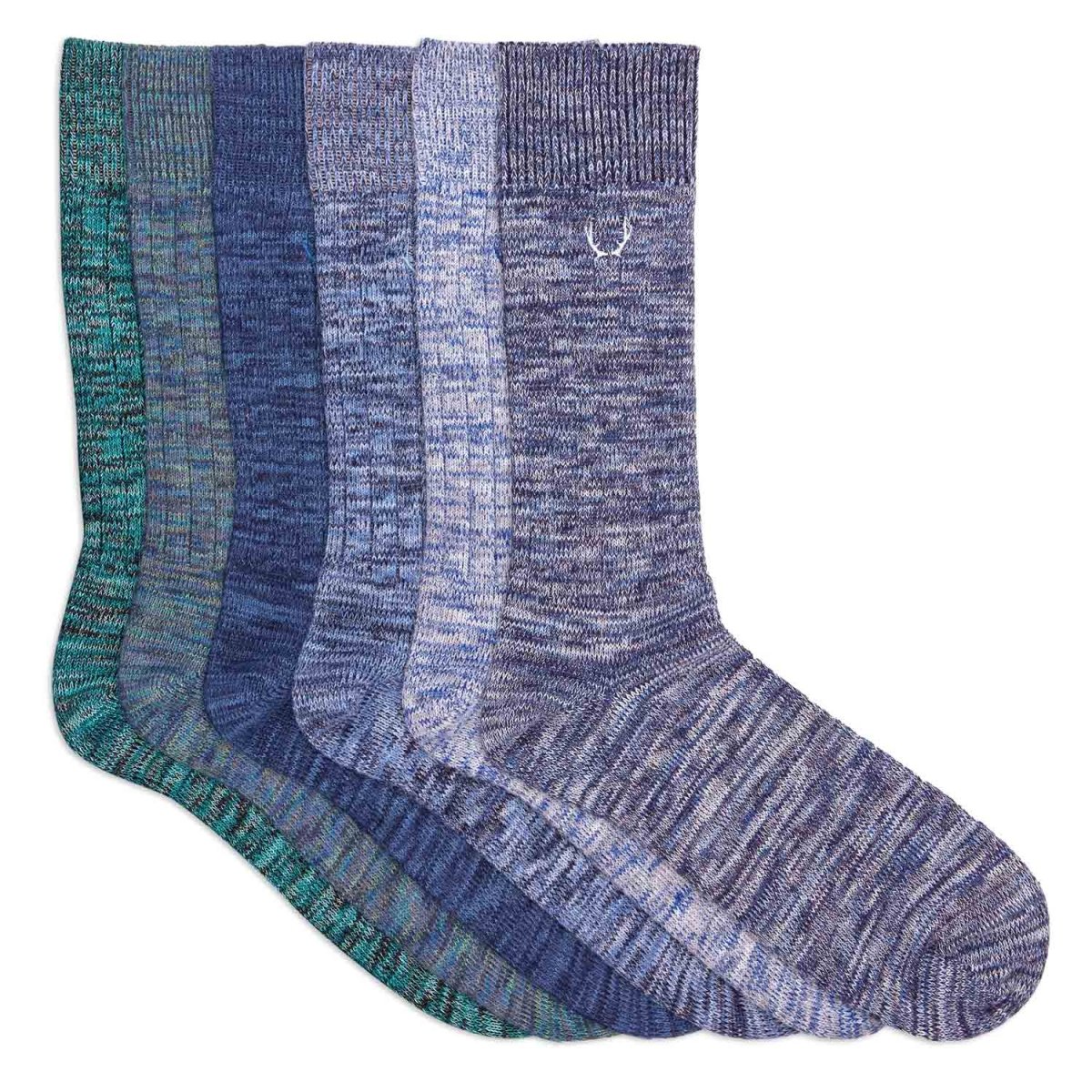 6 paires de chaussettes homme en coton bio chinées bleues et grises - BLUEBUCK