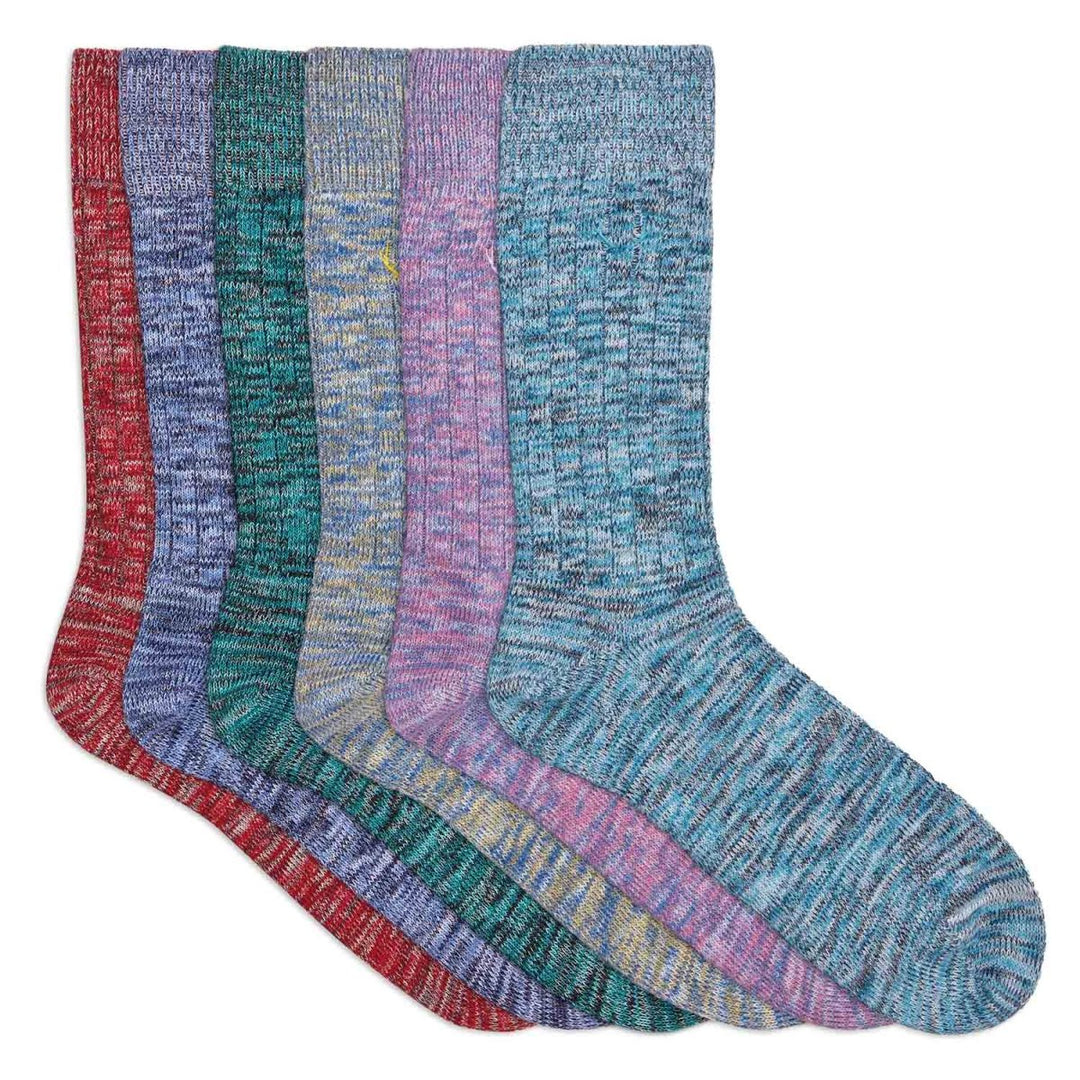 6 paires de chaussettes homme en coton bio chinées - bleues vertes roses rouges - BLUEBUCK