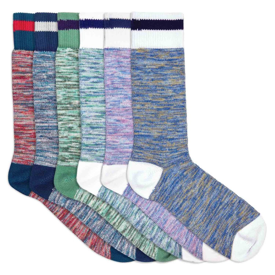 6 paires de chaussettes homme en coton bio chinées ou marines bleues et vertes - BLUEBUCK