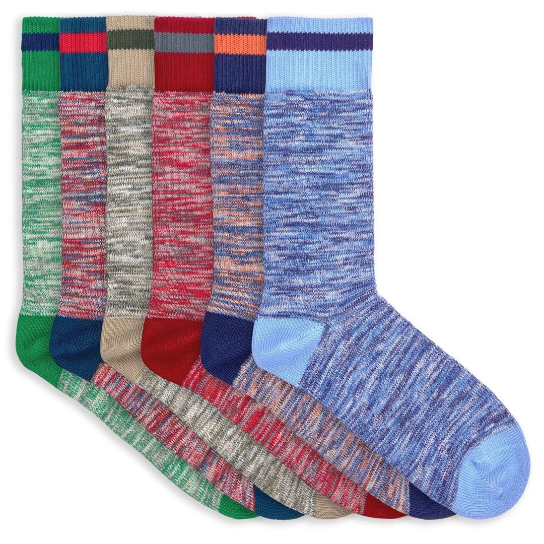 6 paires de chaussettes homme en coton bio - vert vif, bleu lac, khaki, rouge, orange et gris - BLUEBUCK