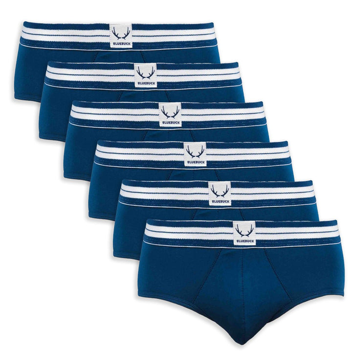 6 slips homme en coton bio - bleu marine - BLUEBUCK