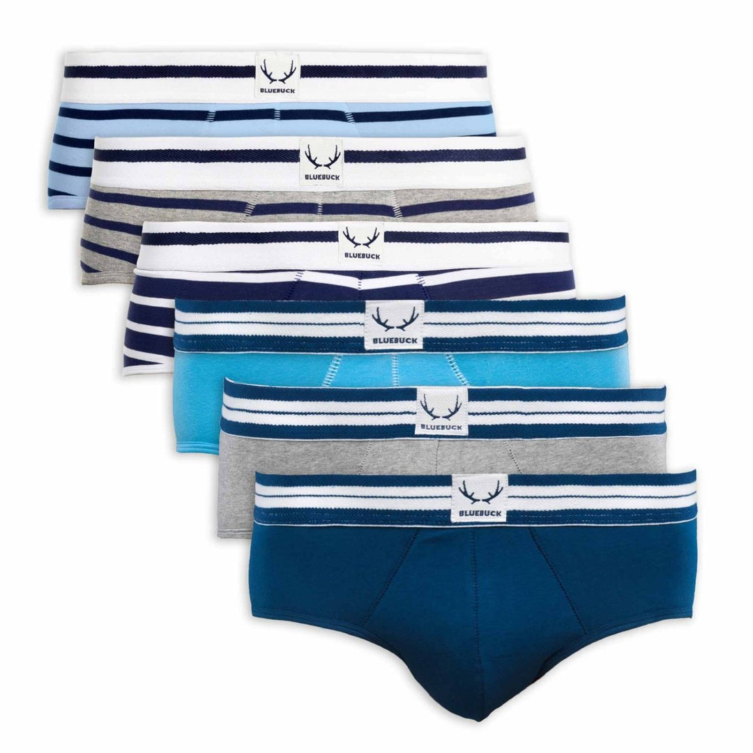 6 slips homme en coton bio unis et rayures - BLUEBUCK