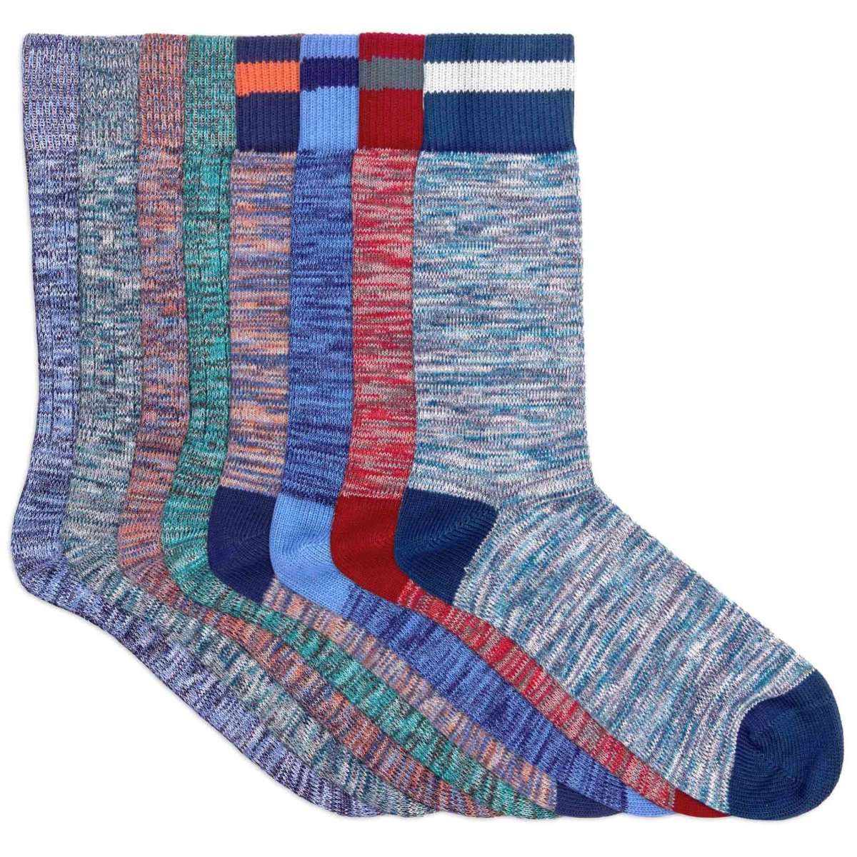 8 paires de chaussettes homme bleues, vertes et rouges en coton bio - BLUEBUCK