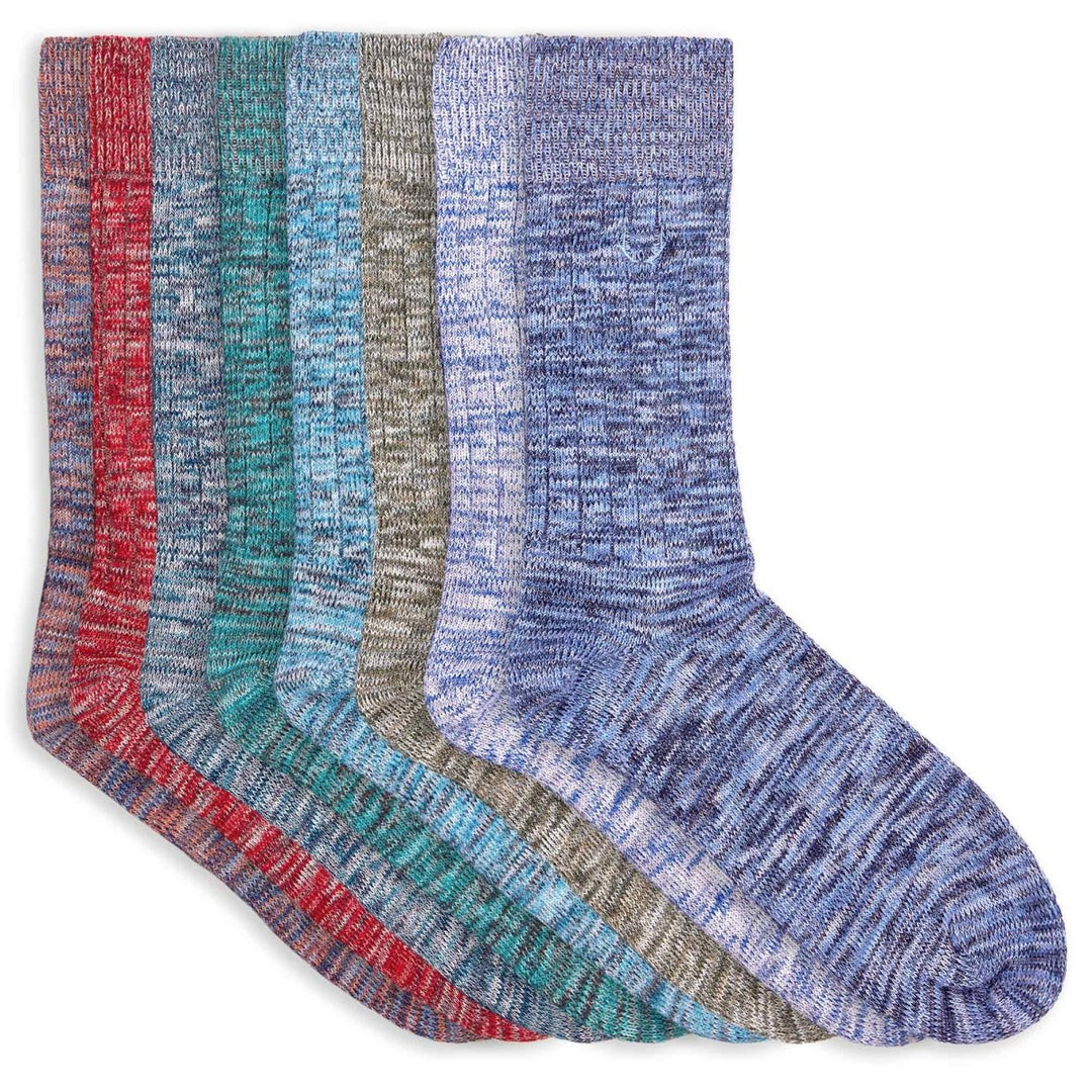 8 paires de chaussettes homme chinées en coton bio - bleus, rouge, turquoise, khaki et orange - BLUEBUCK