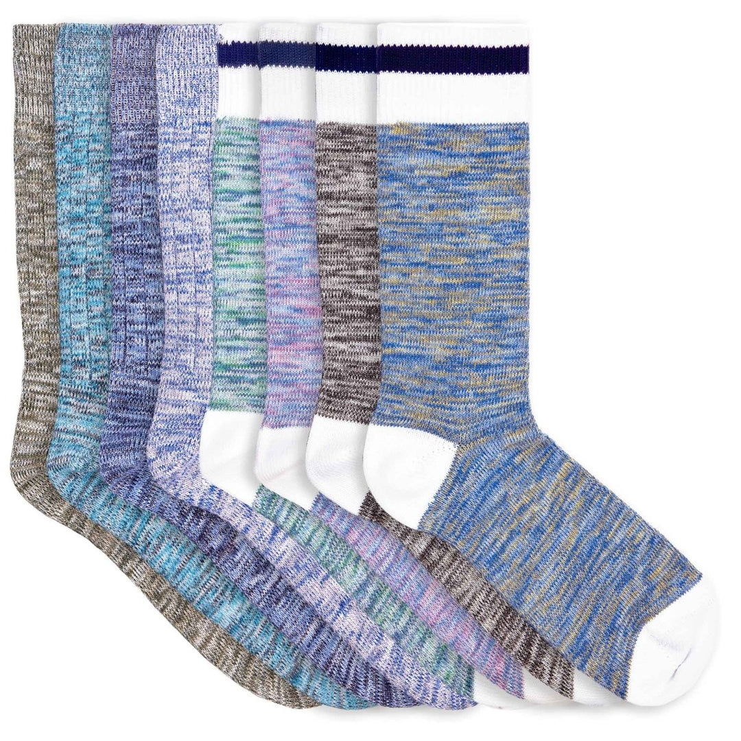 8 paires de chaussettes homme chinées et unies en coton bio - bleus, khaki, vert clair, rose, gris et jaune - BLUEBUCK