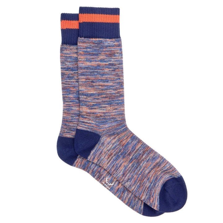 8 paires de chaussettes homme chinées et unies en coton bio - bleus, vert vif, khaki, rouge et orange - BLUEBUCK