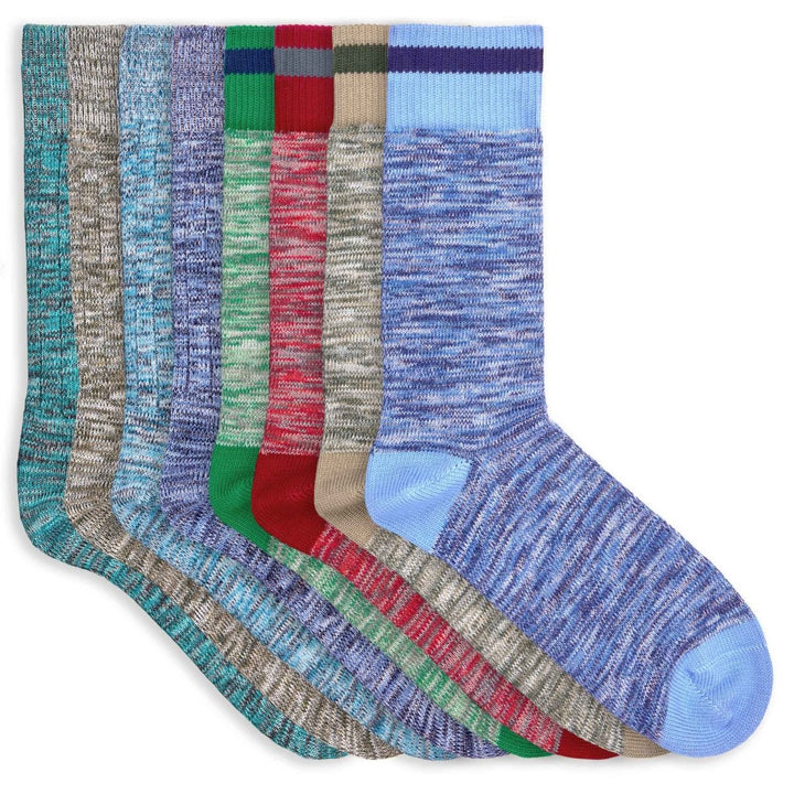 8 paires de chaussettes homme chinées et unies en coton bio - turquoise, khaki, bleus, vert vif et rouge - BLUEBUCK