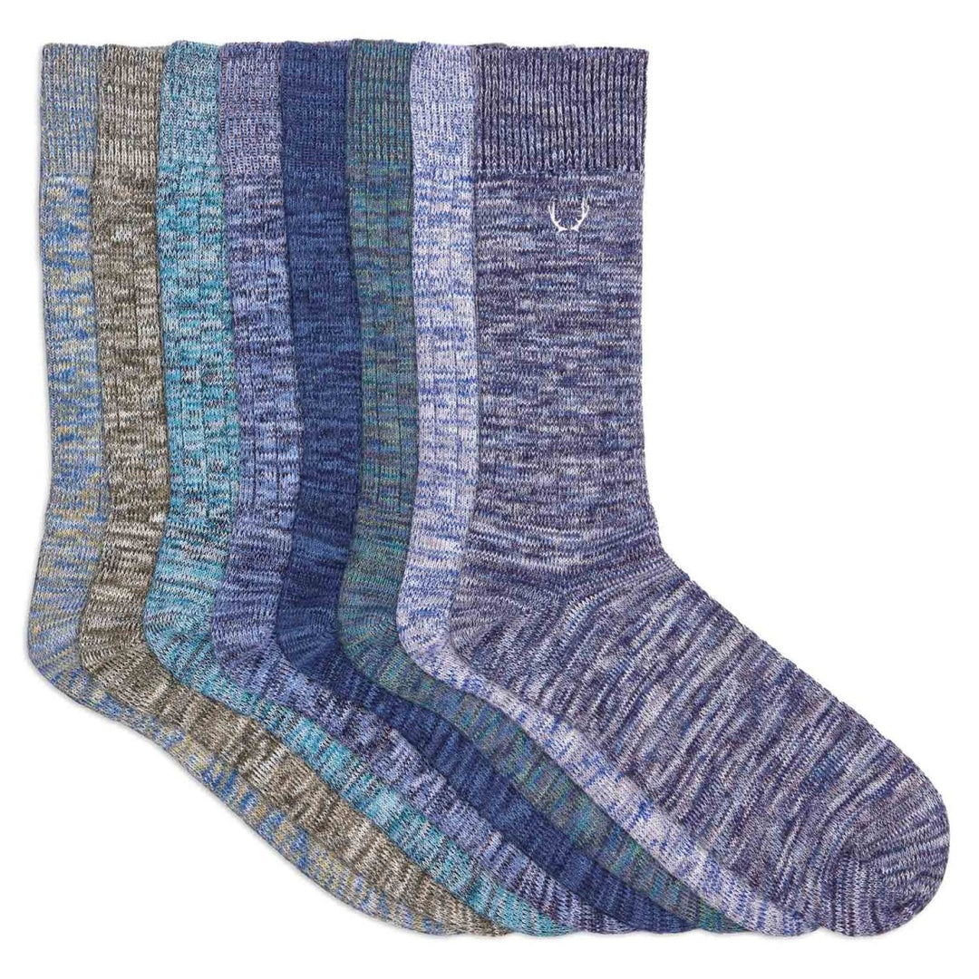 8 paires de chaussettes homme en coton bio bleu chiné - BLUEBUCK