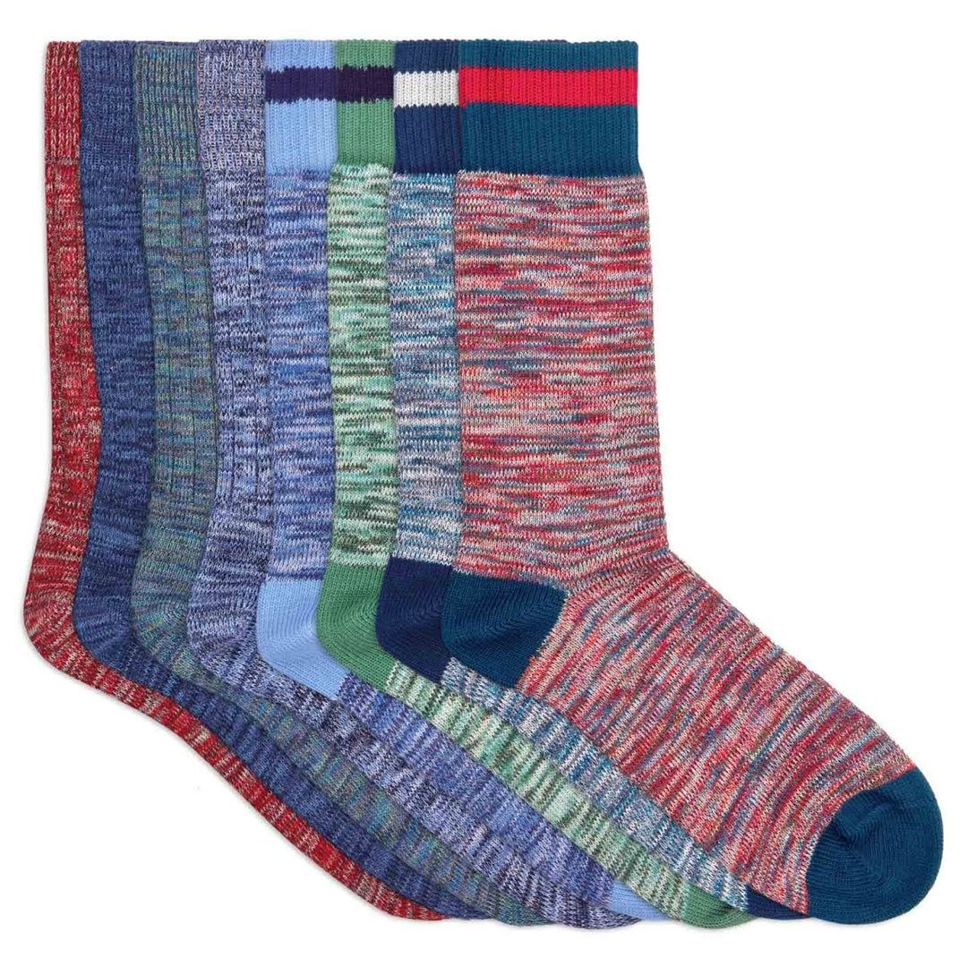 8 paires de chaussettes homme en coton bio bleu ou rouge chiné - BLUEBUCK