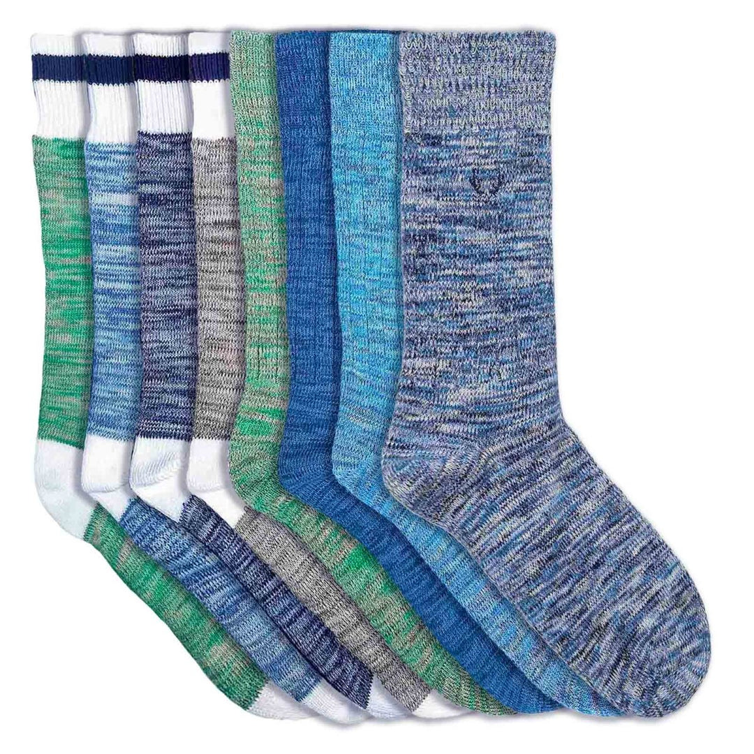 8 paires de chaussettes homme en coton bio bleu ou vert chiné - BLUEBUCK
