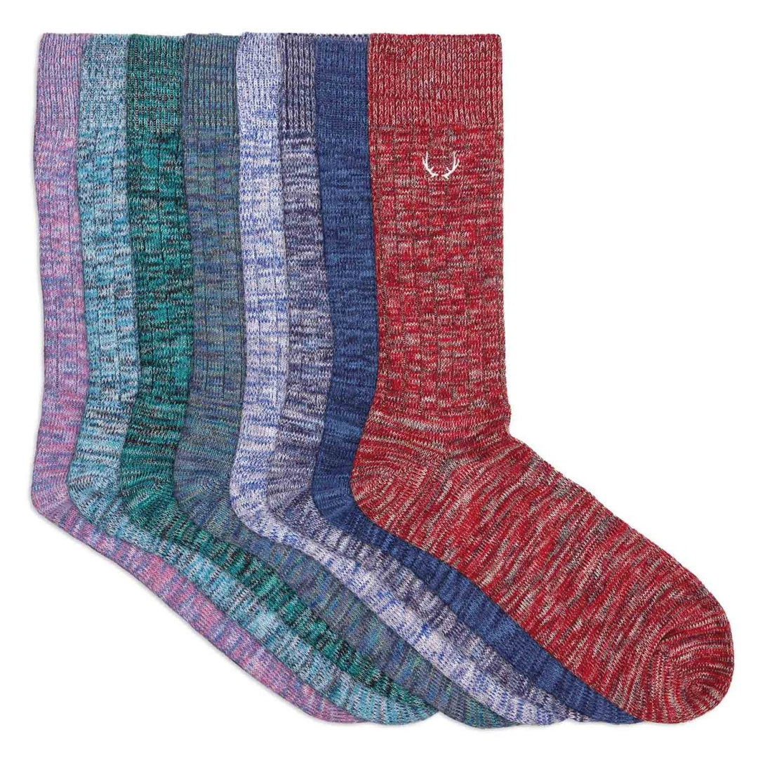 8 paires de chaussettes homme en coton bio bleues vertes rouges roses - BLUEBUCK