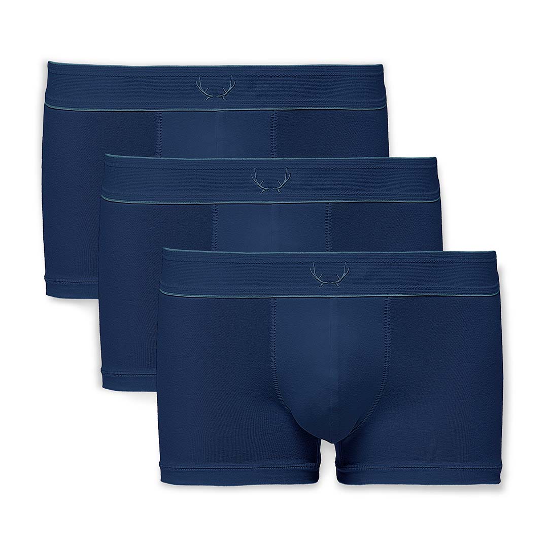 Bluebuck pack of 3 dark blue recycled cotton trunks